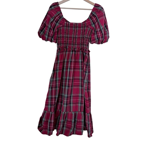 J. Crew Smocked-Waist Puff Sleeve Cotton Poplin Midi Dress Sz S - Picture 7 of 10